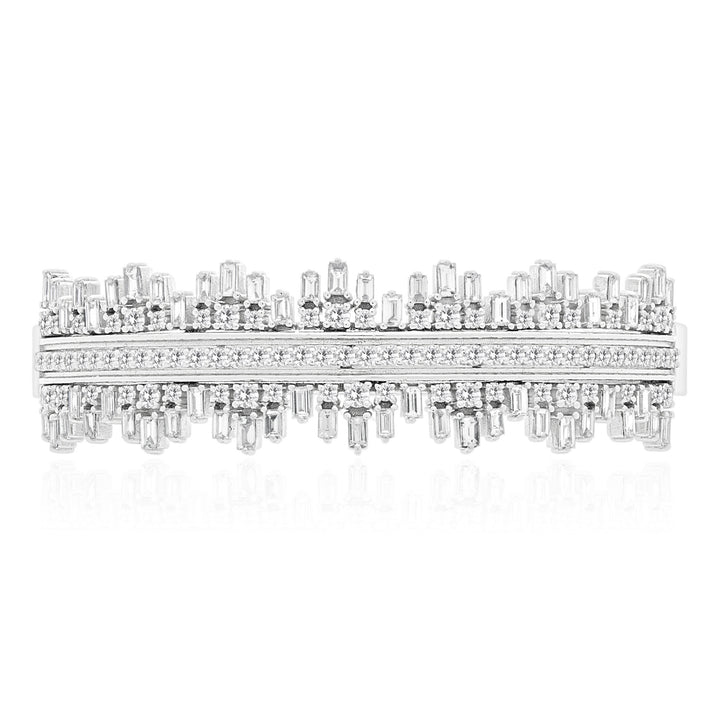 DILARA White Gold Baguette And Round Diamond Bangle