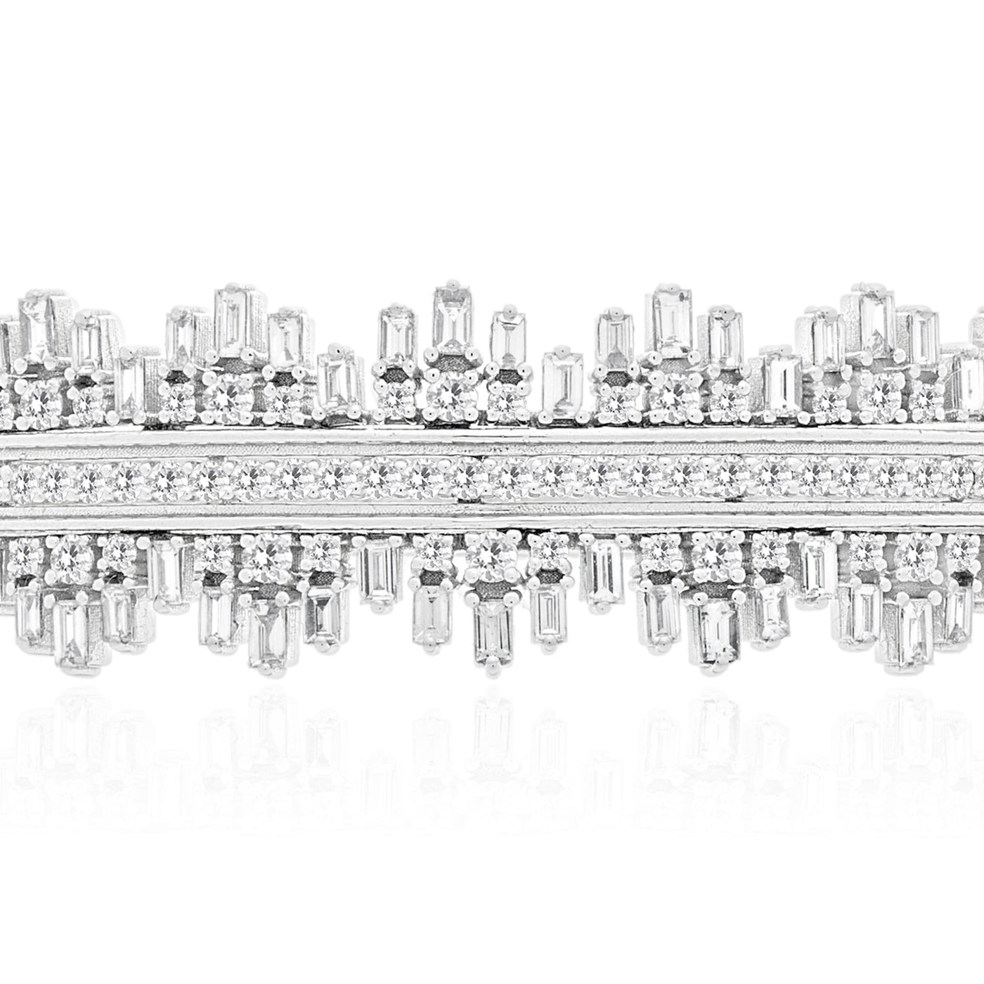 DILARA White Gold Baguette And Round Diamond Bangle