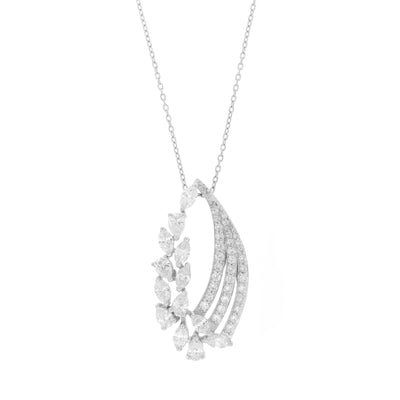 ETOILE White Gold diamonds with Three lines of Round diamond Pendant