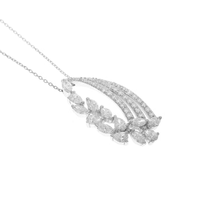 ETOILE White Gold diamonds with Three lines of Round diamond Pendant