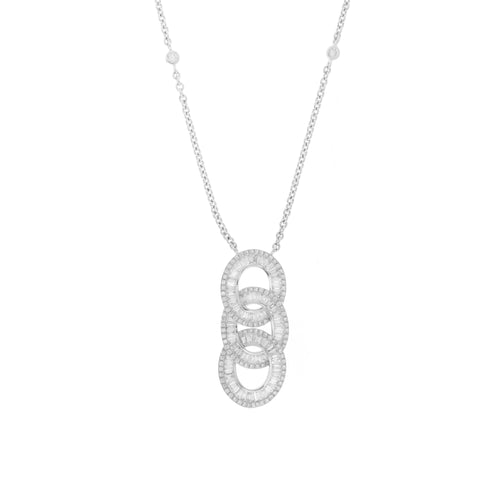 DILARA Three Diamond Circle Baguette Cut Pendant DILARA Three Diamond Circle Baguette Cut Pendant