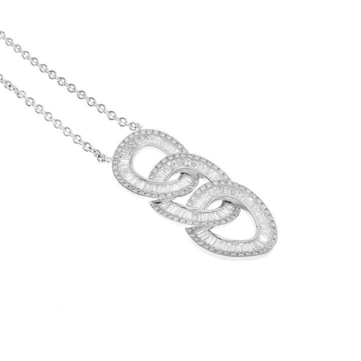 DILARA Three Diamond Circle Baguette Cut Pendant