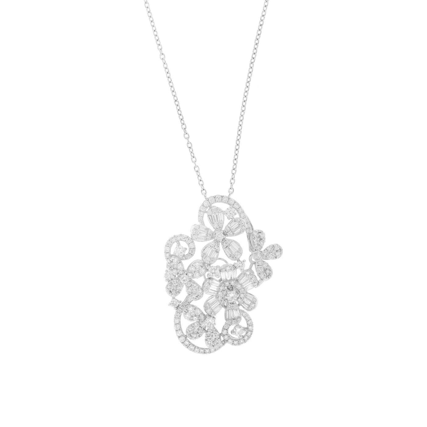 Soit Belle White Gold Flower Diamond Pendant.