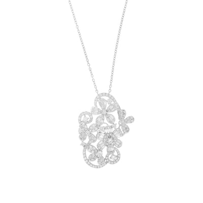 RONZA White Gold Flower Diamond Pendant