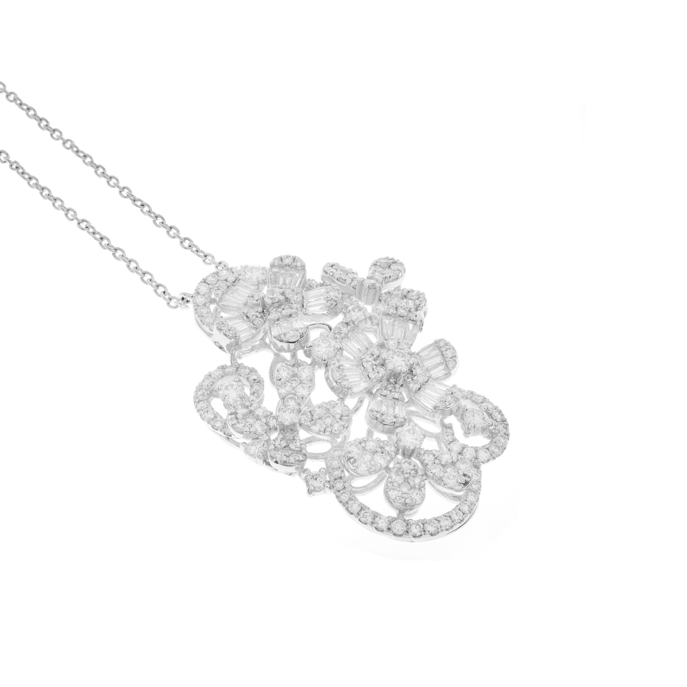 White Gold Flower Diamond Pendant
