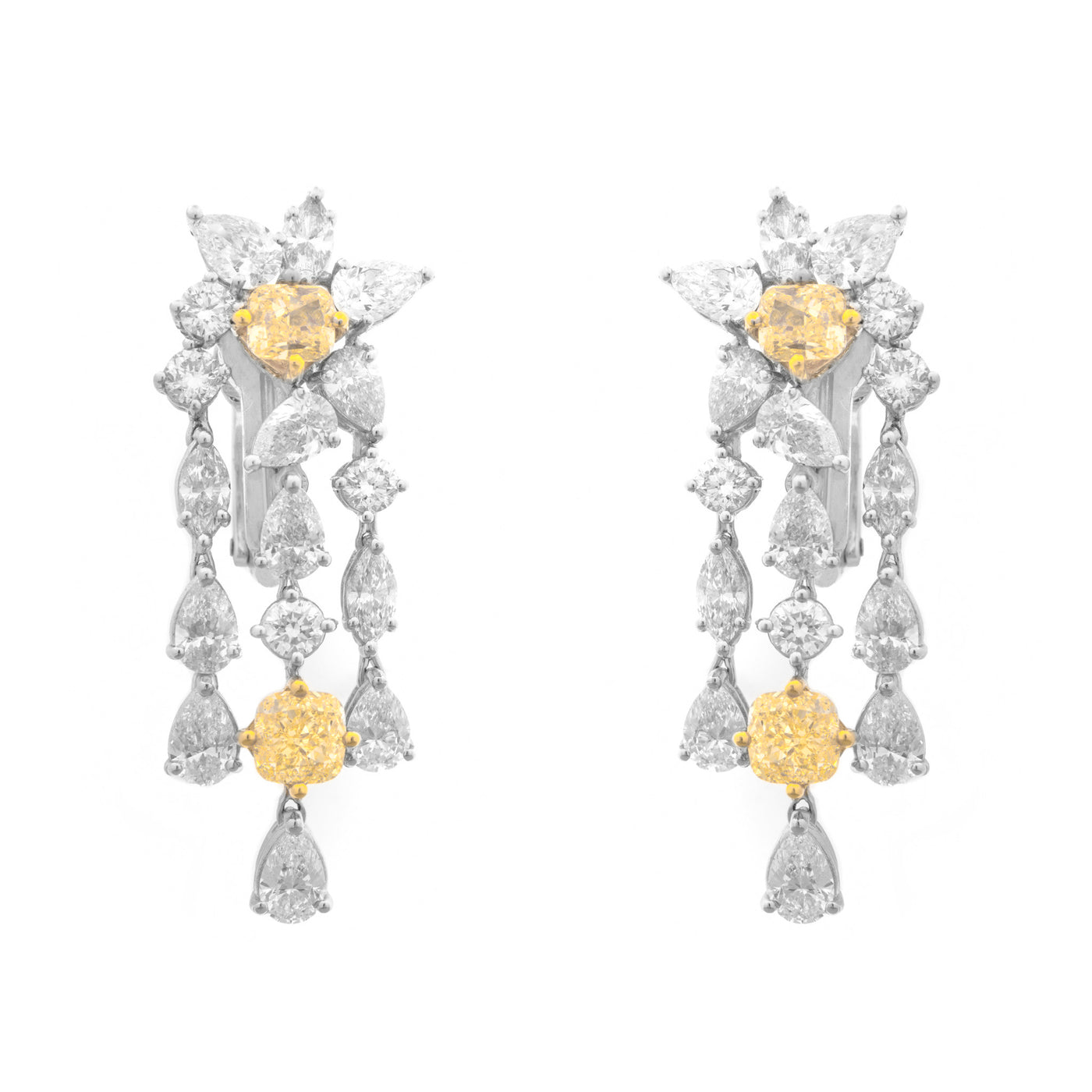White Gold Diamond Earring with Fancy Yellow Diamond, by Soit Belle