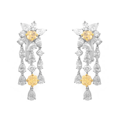 White Gold Diamond Earring with Fancy Yellow Diamond, by Soit Belle