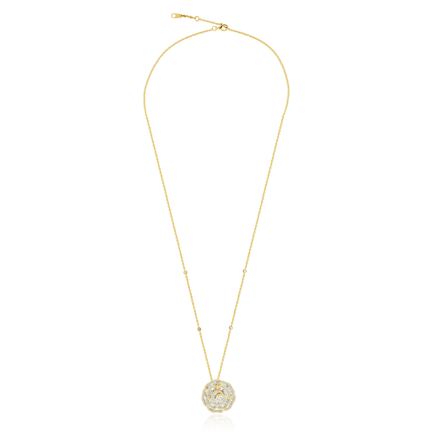 RONZA Yellow Gold Flower petal diamond Pendant