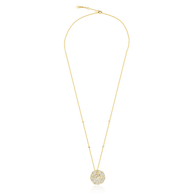 RONZA Yellow Gold Flower petal diamond Pendant