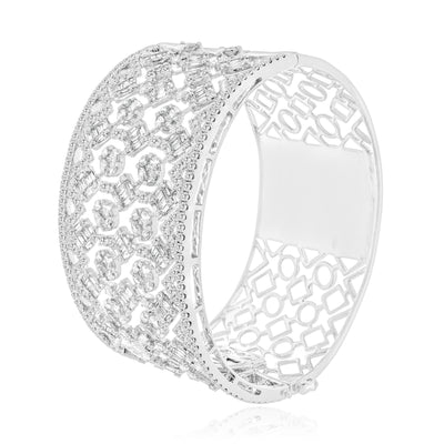 White Gold Thick Diamond Bangle