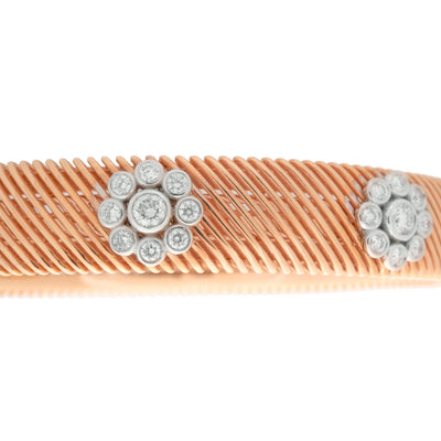 Rose Gold Vintage With Three Scattered Flower Diamond Bangle