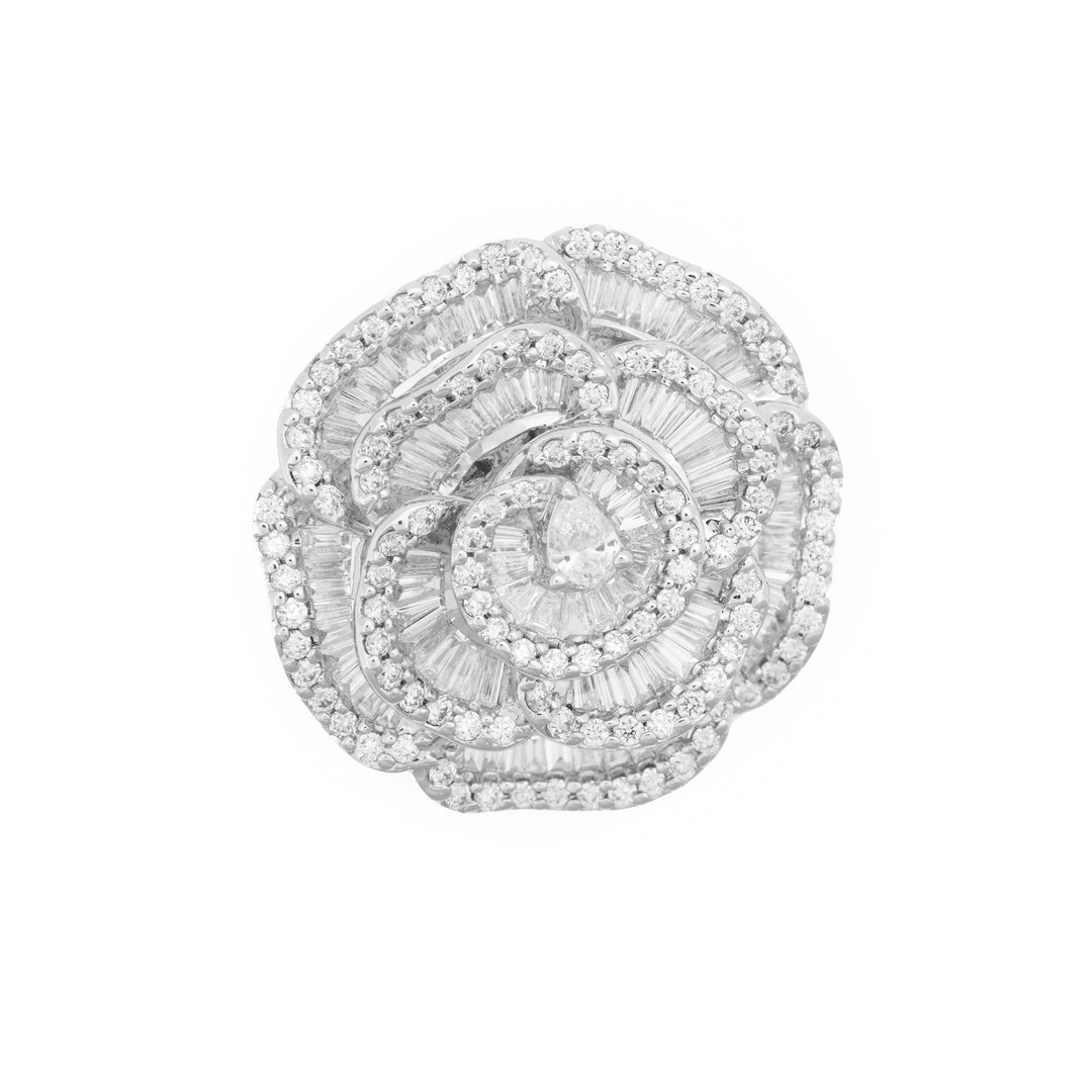 RONZA White Gold Flower petal diamond Earring