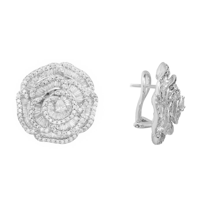 RONZA White Gold Flower petal diamond Earring