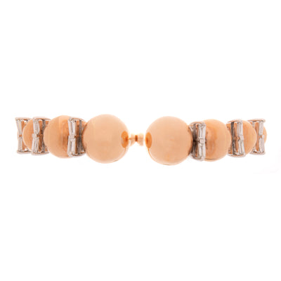 Rose Gold Unusual Size Ball With baguette Diamond Bangle