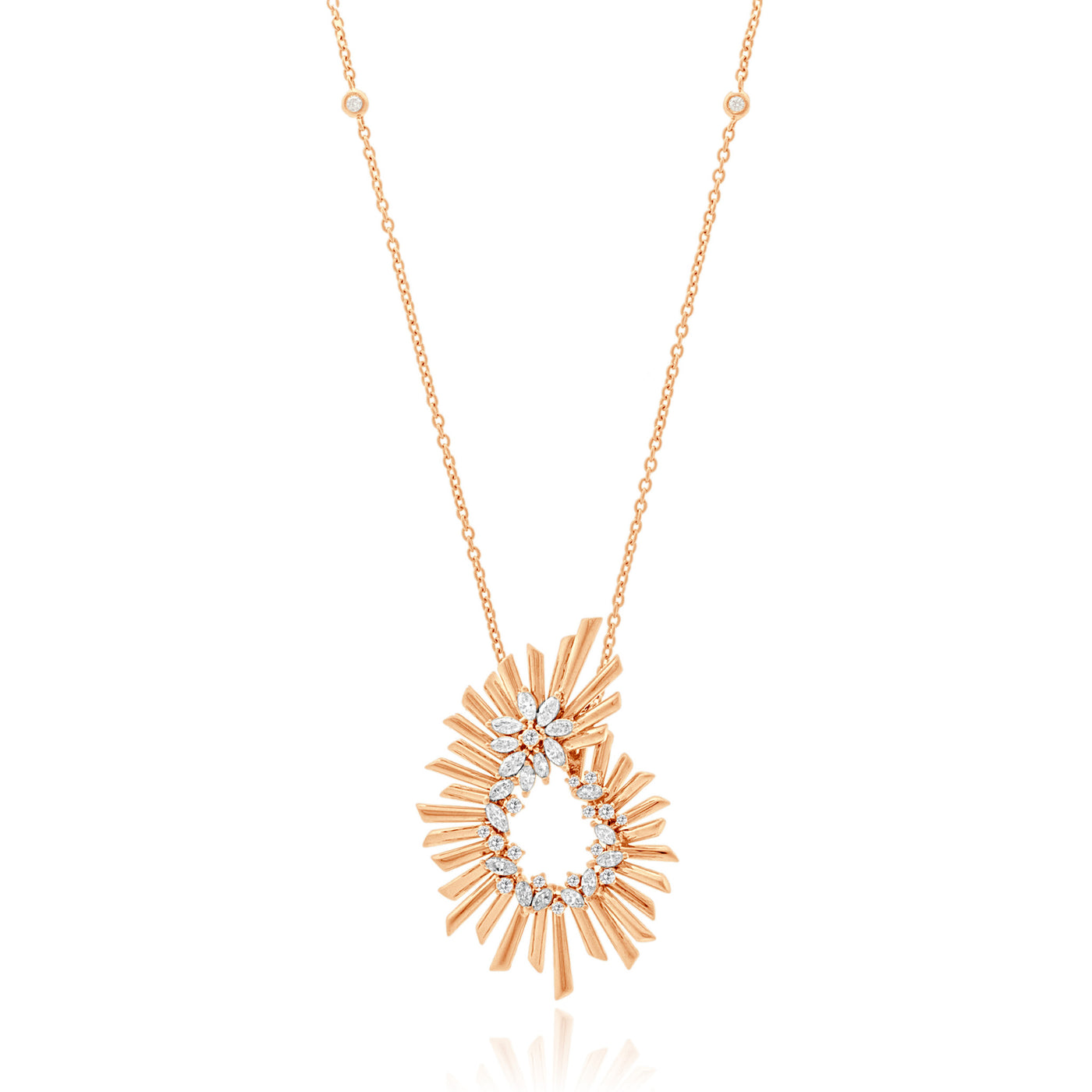 VISTA Rose Gold multiple rays Diamond Pendant