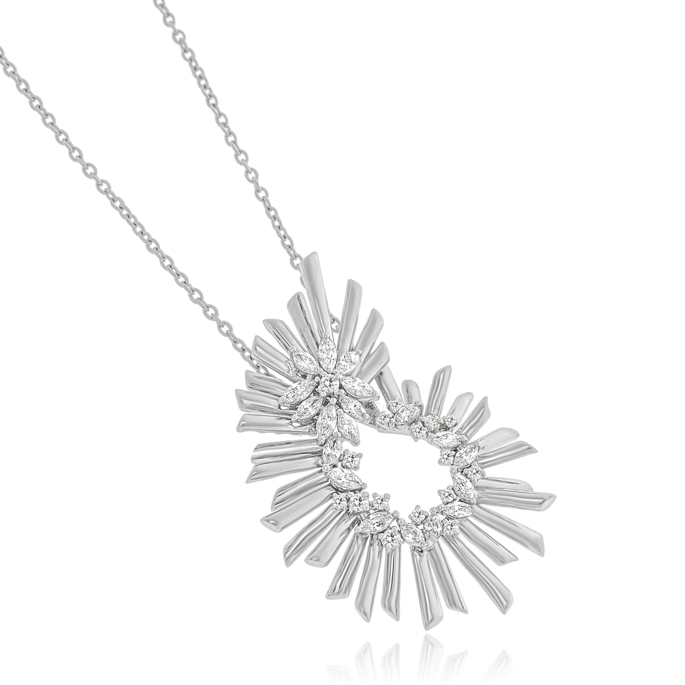 VISTA White Gold multiple rays Diamond Pendant