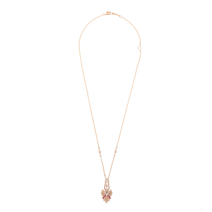 VISTA Rose Gold Diamond Pendant Rays With Natural Ruby