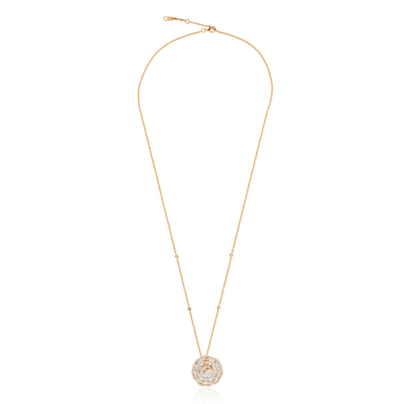 RONZA Rose Gold Flower petal diamond Pendant