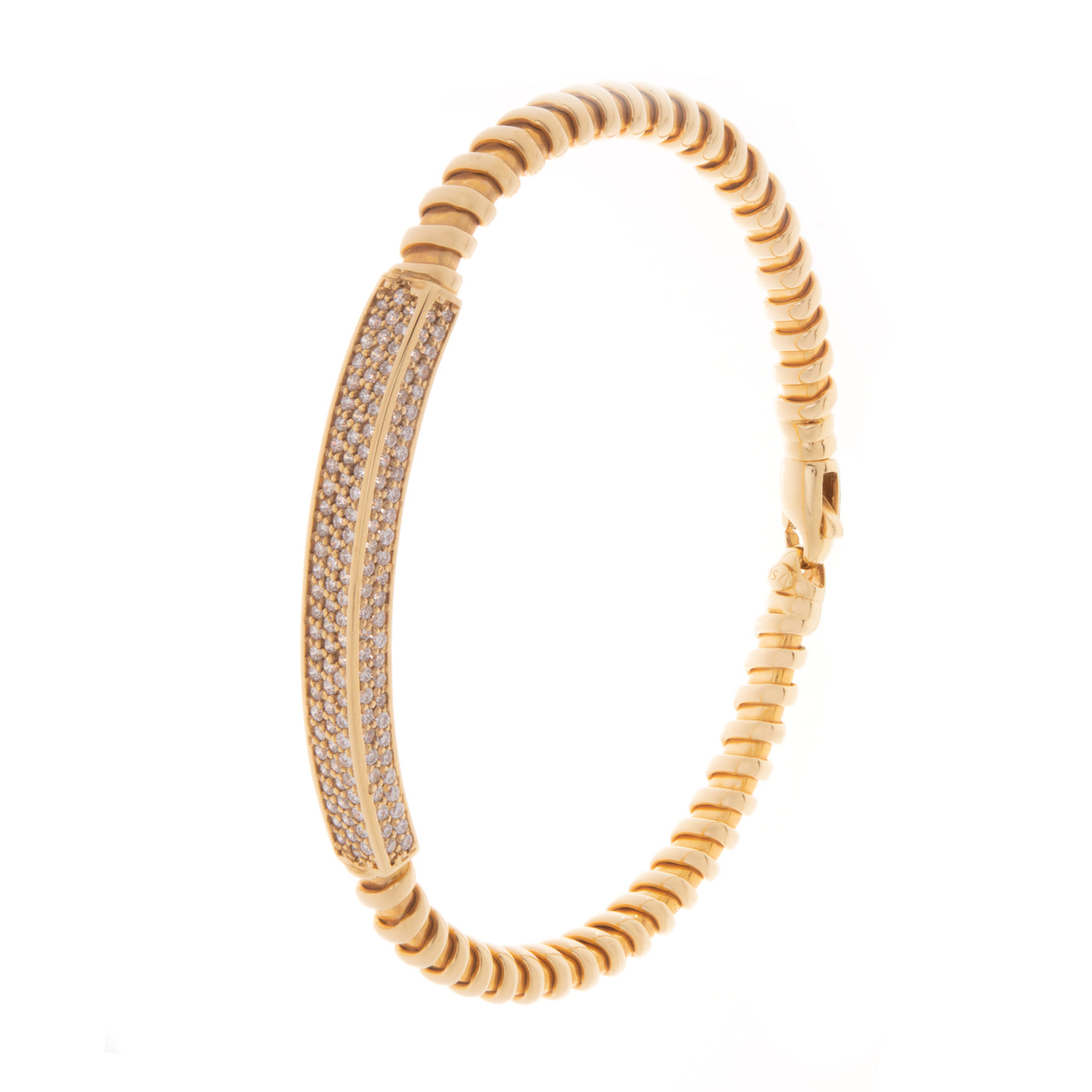 Soit Belle Yellow Twisted Gold Diamond Bangle: Elegance in Twisted Gold and Sparkling Diamonds.