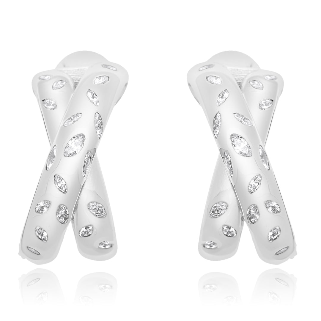ETOILE White Gold Halfmoon hoop Diamond Earring