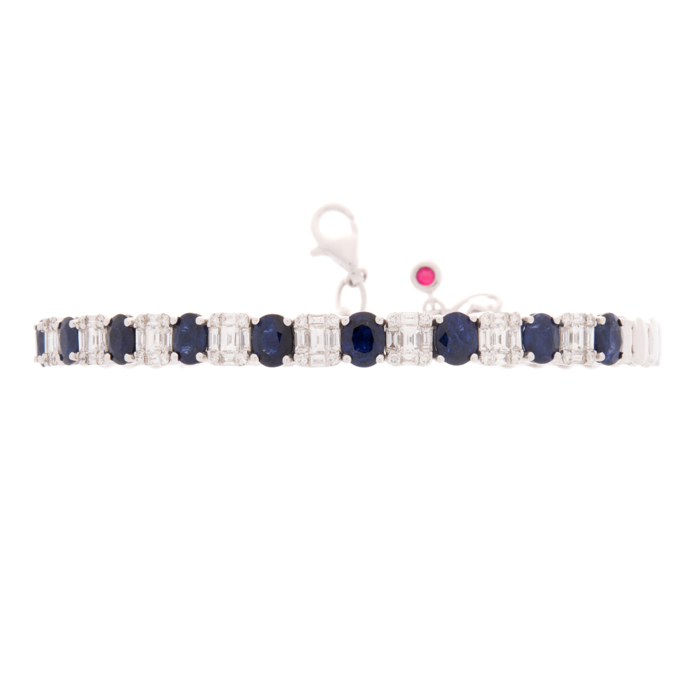 White Gold Diamond With Natural Blue Sapphire Bangle