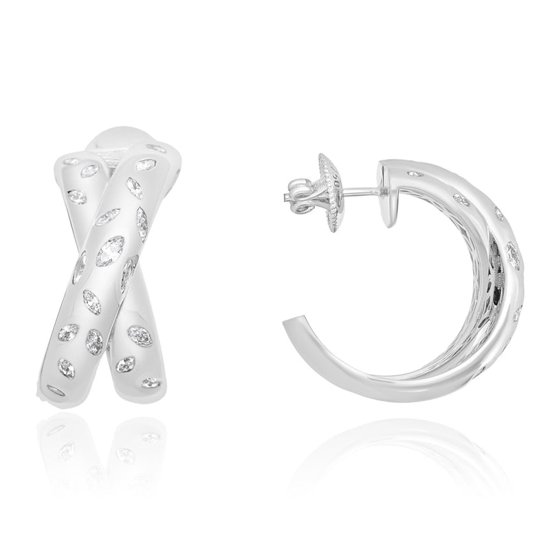 ETOILE White Gold Halfmoon hoop Diamond Earring