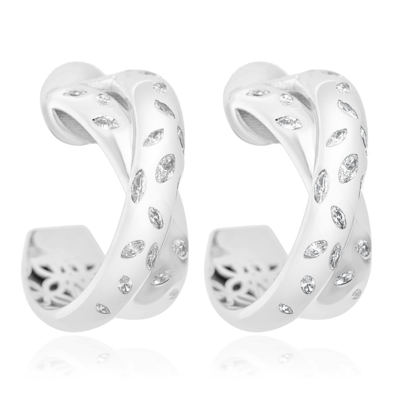 ETOILE White Gold Halfmoon hoop Diamond Earring