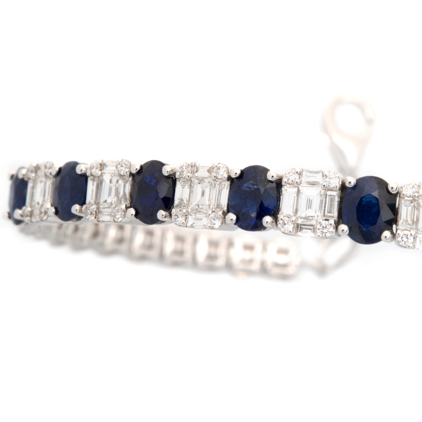 White Gold Diamond With Natural Blue Sapphire Bangle