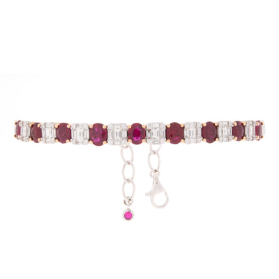 White Gold Diamond With Natural Ruby Bangle