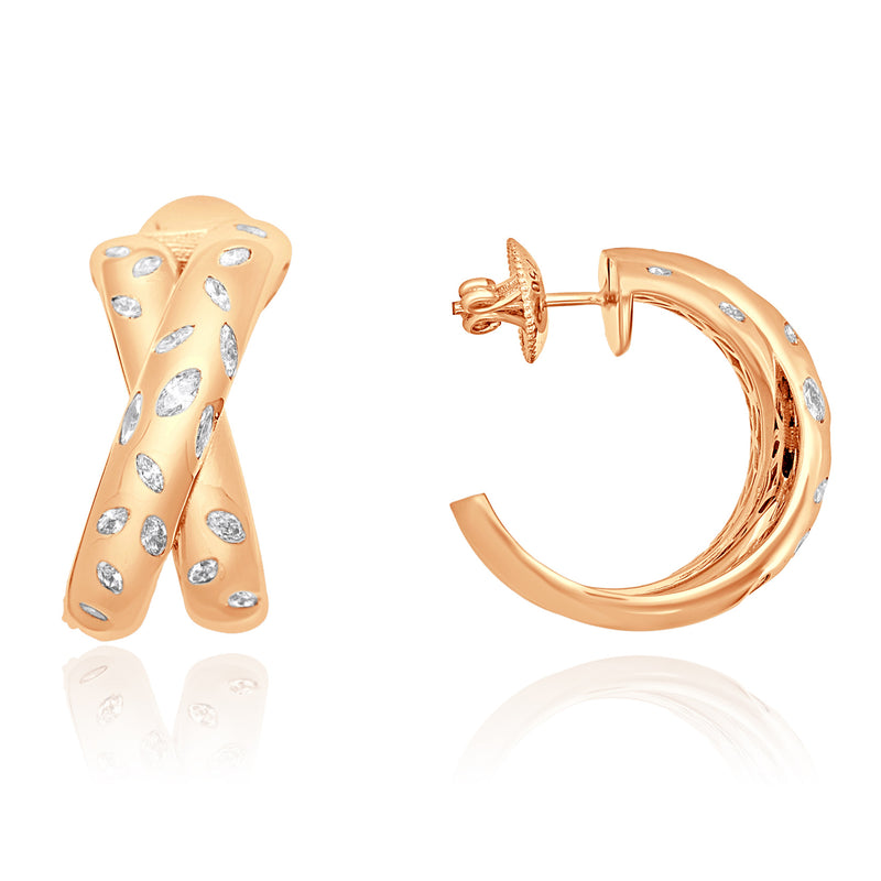 ETOILE Rose Gold Halfmoon hoop Diamond Earring