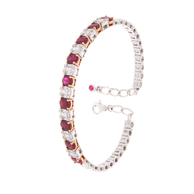 Soit Belle White Gold Diamond Bangle With Natural Ruby.