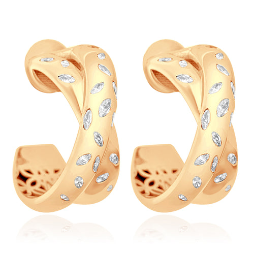 ETOILE Rose Gold Halfmoon hoop Diamond Earring ETOILE Rose Gold Halfmoon hoop Diamond Earring