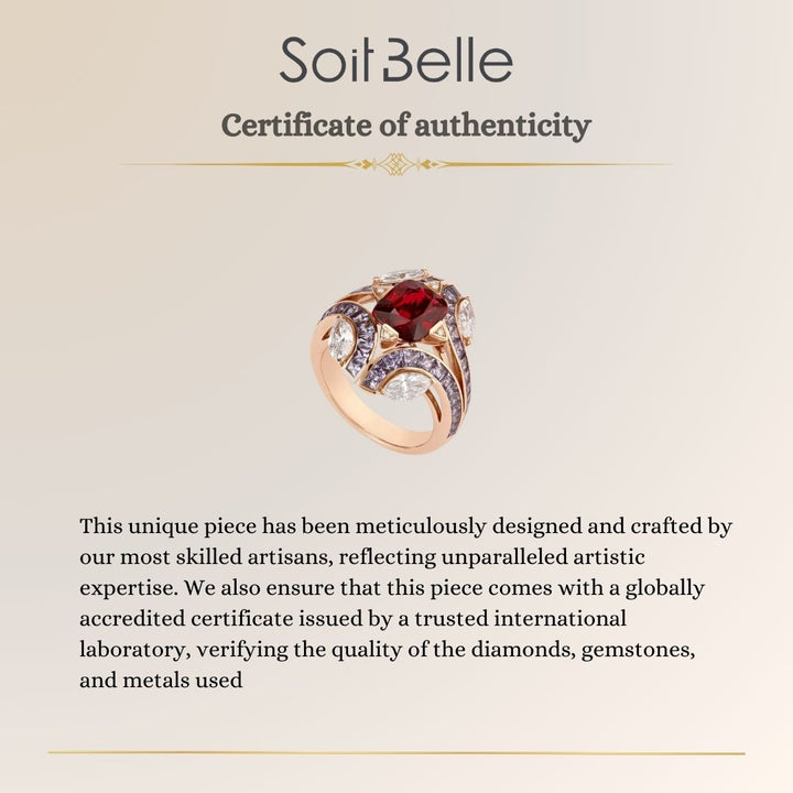 Soit Belle Rose gold diamond ring with vivid Natural spinel