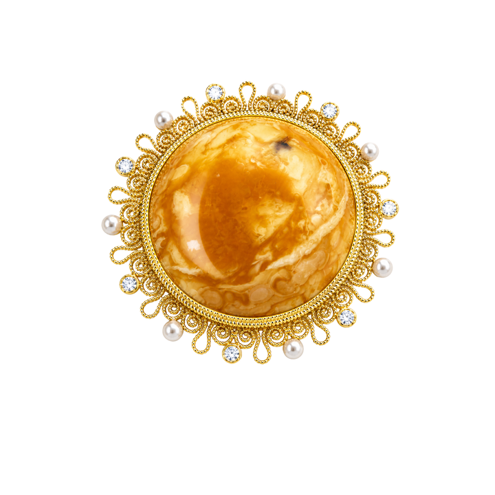 Amber Brooch Pearl