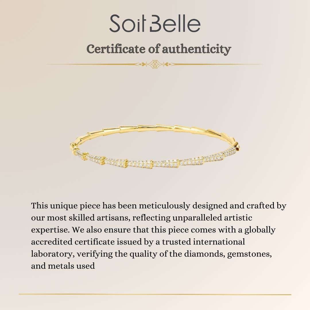 ETOILE Yellow Gold Curve Line Diamond Bangle