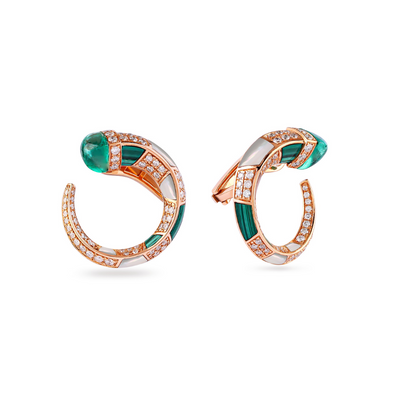ARTISTRY Rose Gold Diamond Earring with Natural Emerald