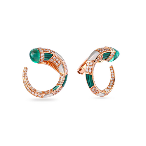 ARTISTRY Rose Gold Diamond Earring with Natural Emerald ARTISTRY Rose Gold Diamond Earring with Natural Emerald