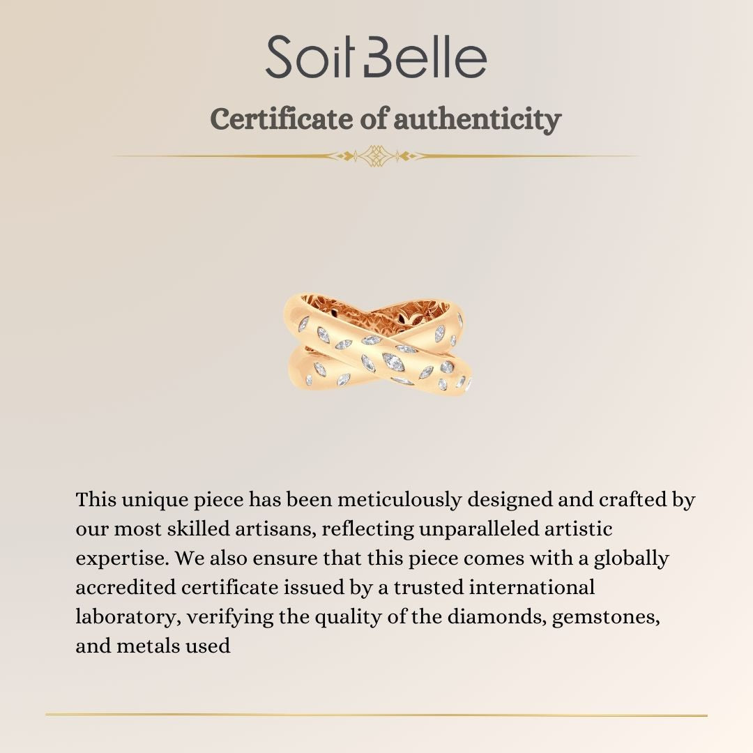 ETOILE Rose gold thick overlapping diamond ring