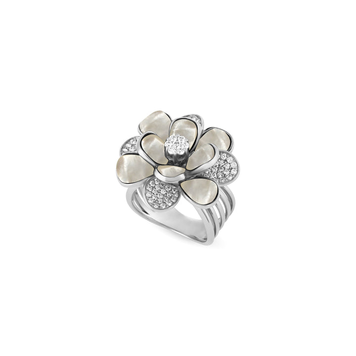 RONZA White Gold Diamond Ring with Black Onyx