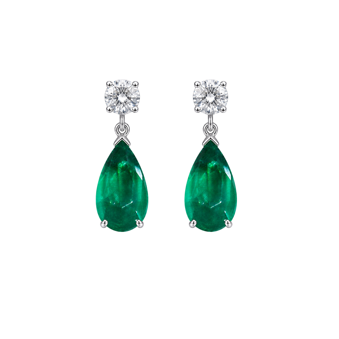 Green Emerald Diamond Earrings