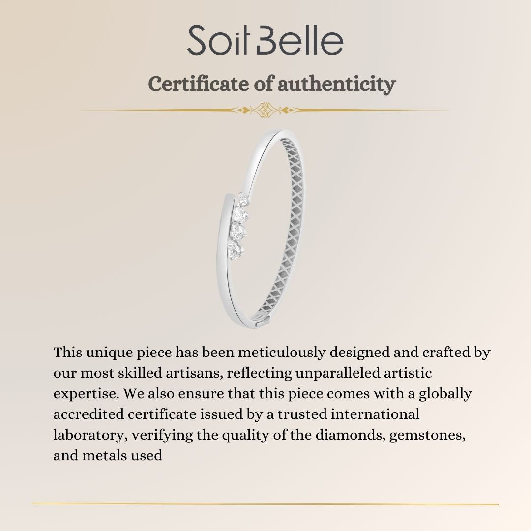 ETOILE white Gold Slanting Pear Diamond Bangle
