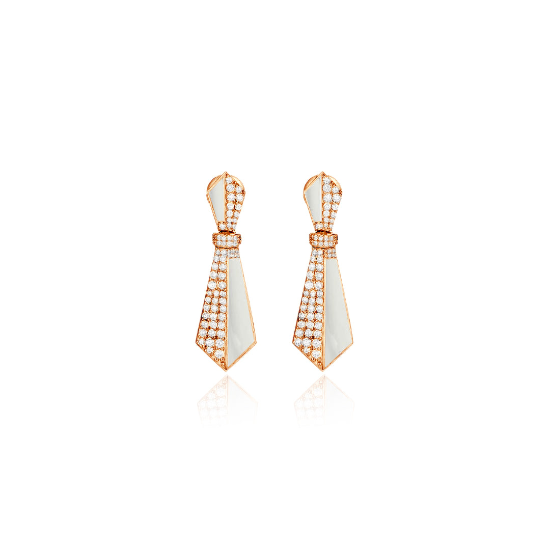 VISTA Rose Gold Diamond Earring with natural Mother of pearl