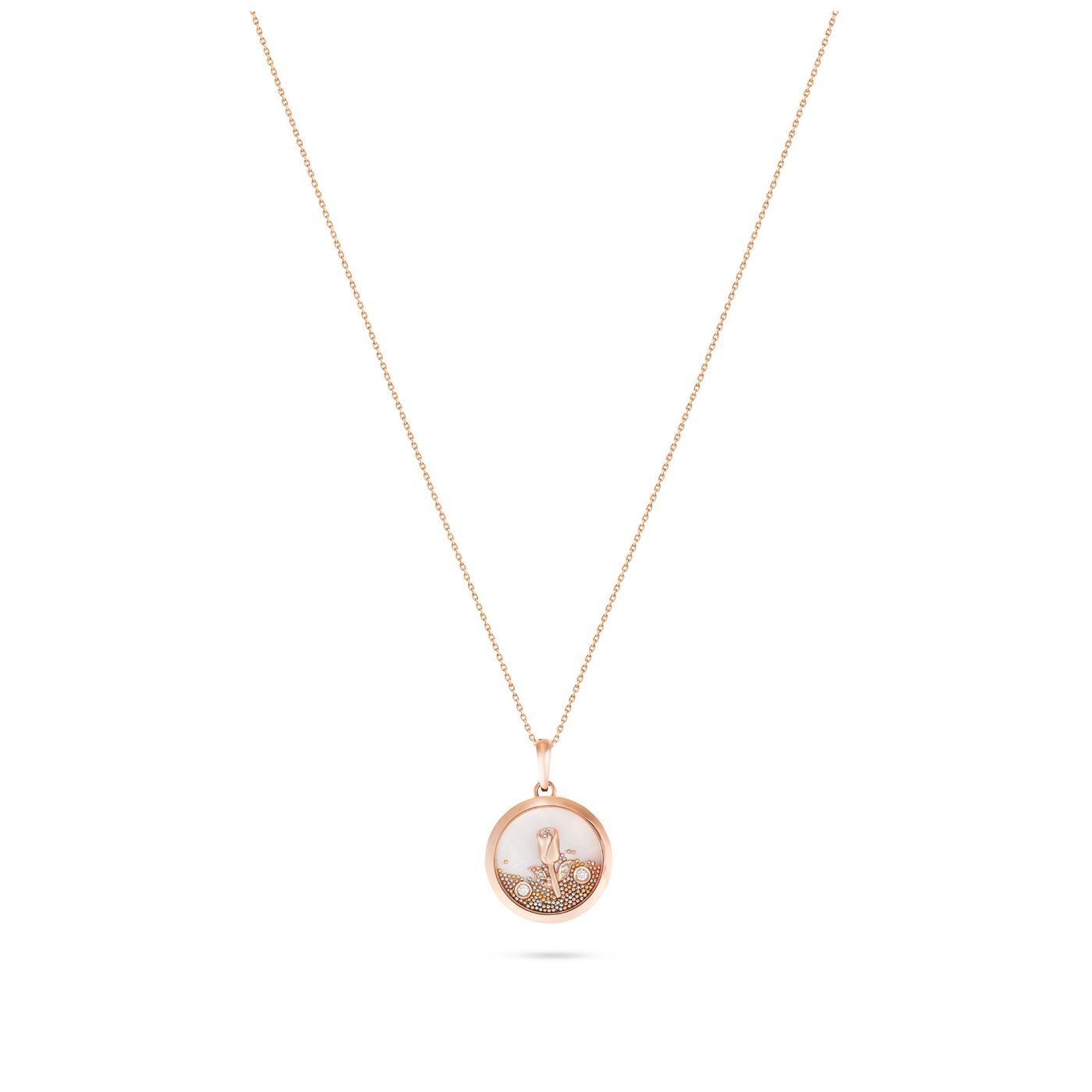 Rose Gold Diamond Rose Pendant 