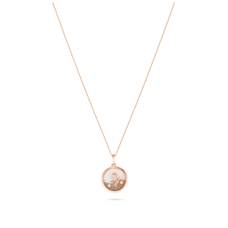 Rose Gold Diamond Rose Pendant 
