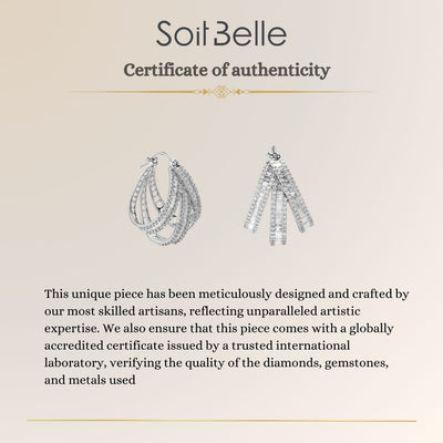 DILARA white gold three lines diamond hoops