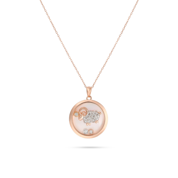 ICONS Rose Gold Diamond Aries Pendant