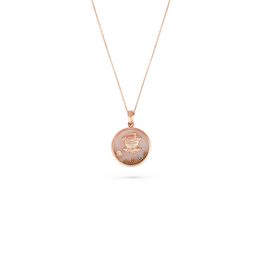 ICONS Rose Gold Diamond Angel Pendant