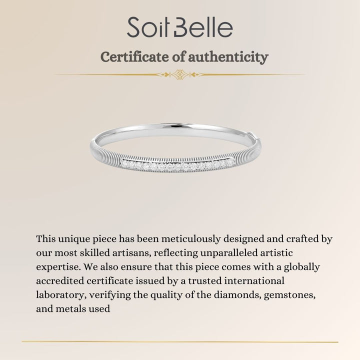Lucien Spiral Lines white Gold Round Diamond Bangle