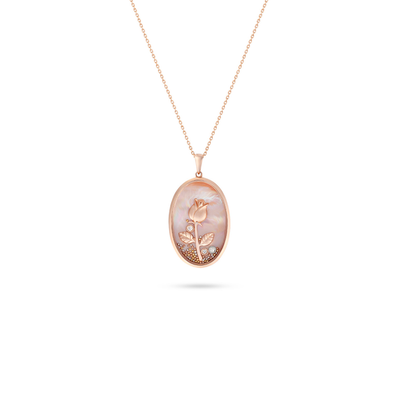  ICONS Rose Gold Diamond Rose Pendant