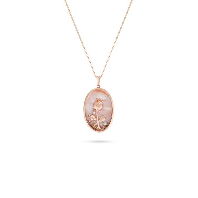 ICONS Rose Gold Diamond Rose Pendant